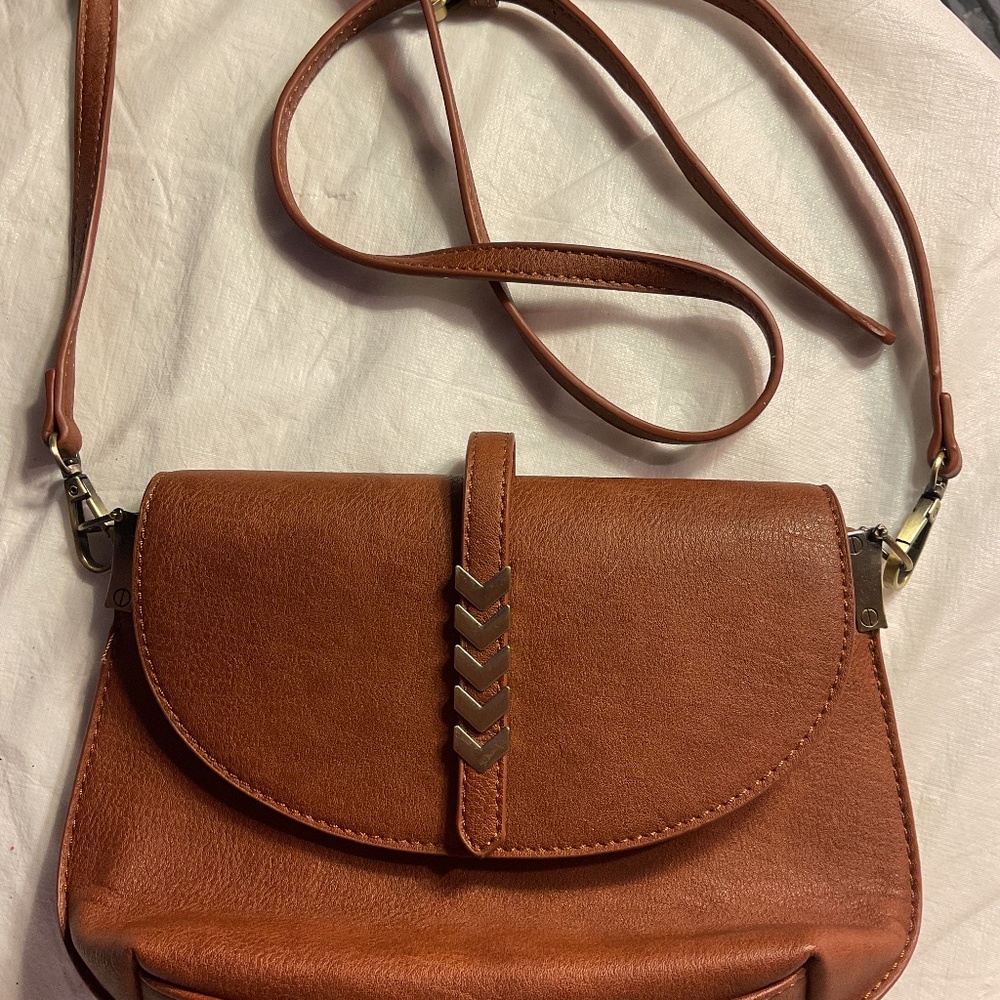 Antik Kraft Arrow Crossbody Purse Boho Brown Faux Leather Bag